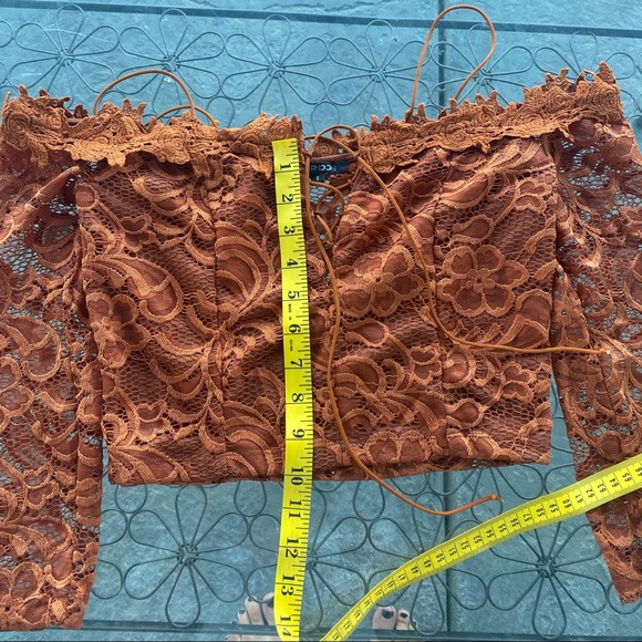 PaperMoon Burnt Orange Crop with Sleeves - Picture 12 of 13